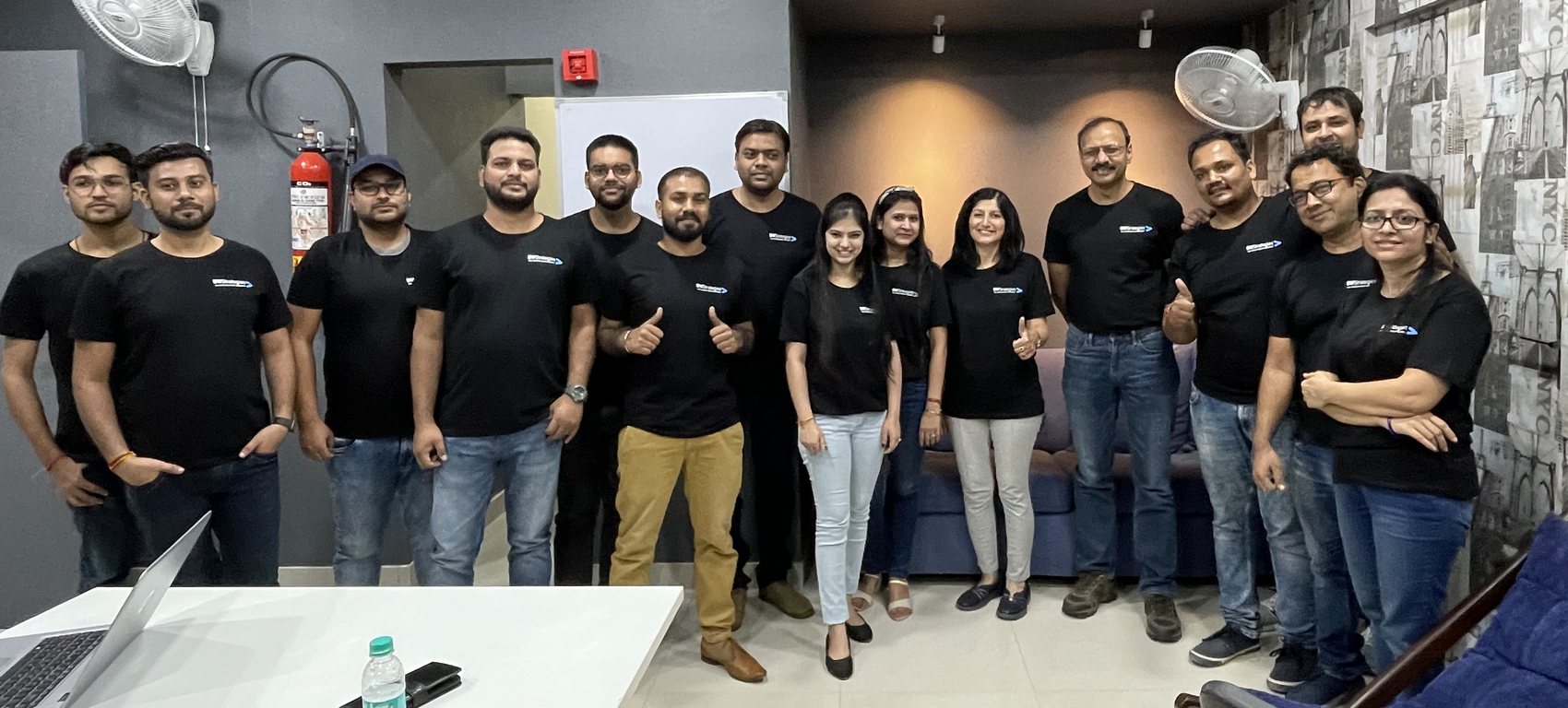 Fifteen engineers from the group we have worked with for more than a decade, standing together for a photograph